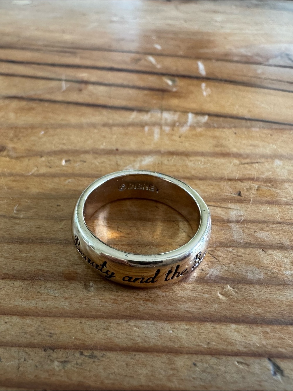 Disney Gold Script Band Ring “Beauty and the Beast Size 7